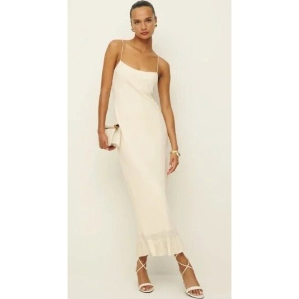 Reformation Suki Ruffle Hem Midi Dress Women 4 Ivory Slip Dress Maxi